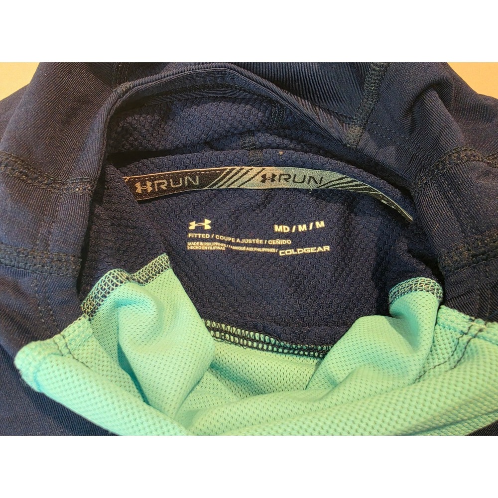 Under Armour ColdGear Run Hoodie Mens Medium Navy Mask Balaclava 7F9Z6XLM01058 - Picture 3 of 9